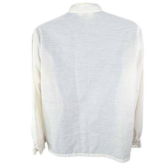 VTG 80s Hand Embroidered & Cutwork Ivory Asian Inspired Top Women’s L Daffodil - Picture 4 of 10